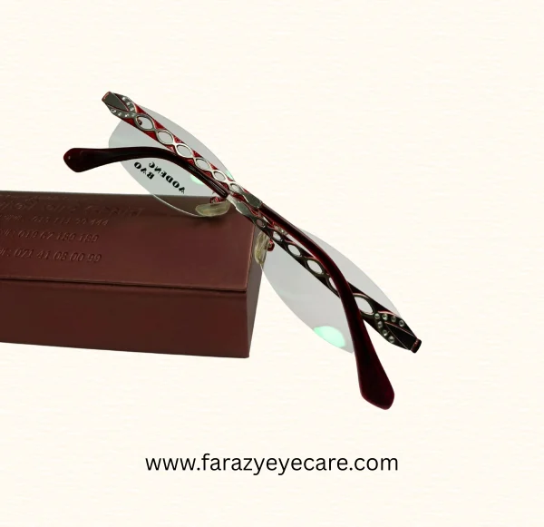 Stylish Rimless Eyeglasses with Red and Black Accents -HT615