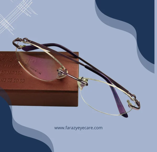 Stylish Rimless Eyeglasses with Purple Accents - 823